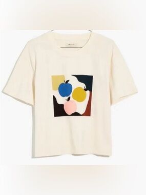 Madewell Cream Short-Sleeve Apple Tee with Colorful Fruit Graphic